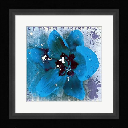 Framed Tulip Fresco (blue) Print
