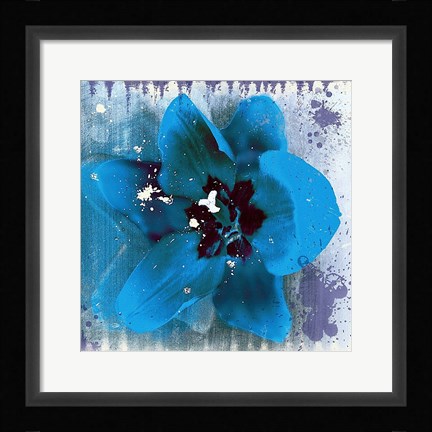 Framed Tulip Fresco (blue) Print