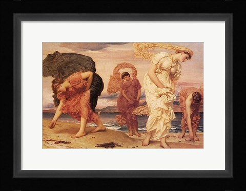 Framed Greek Girls Picking up Pebbles Print