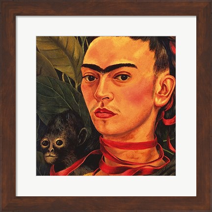Framed Self Portrait with a Monkey, 1940 (detail) Print