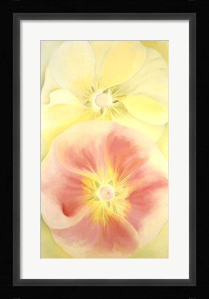 Framed Pink and Yellow Hollyhocks, 1952 Print