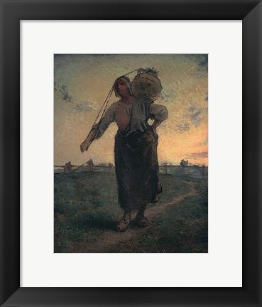 Framed Norman Milkmaid in Gr&#233;ville, 1874 Print