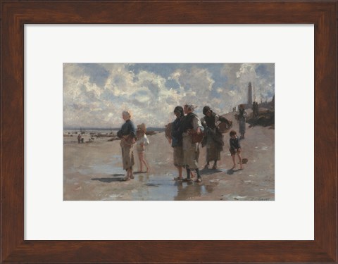 Framed Fishing for Oysters at Cancale, 1878 Print