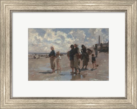 Framed Fishing for Oysters at Cancale, 1878 Print