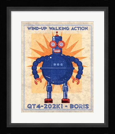 Framed Boris Box Art Robot Print