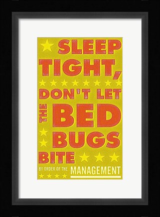 Framed Sleep Tight, Don't Let the Bedbugs Bite (green &amp; orange) Print