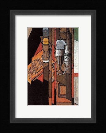 Framed Glasses, Newspaper, and Bottle of Wine Print