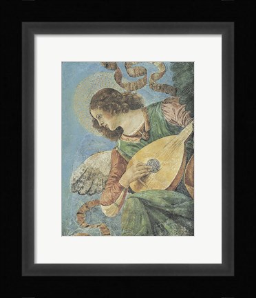 Framed Angel with Lute Print