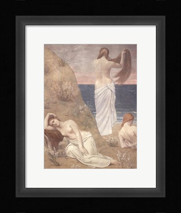 Framed Young Women at the Sea Shore (petite version) Print