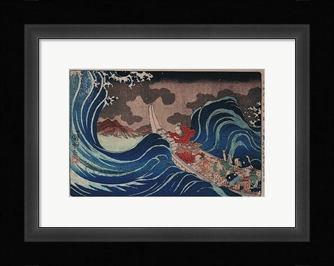 Framed Nichiren Calms a Storm in Kakuda Print
