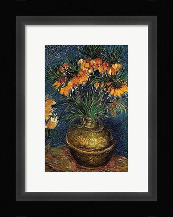 Framed Crown Imperial Fritillaries in a Copper Vase, 1886 Print