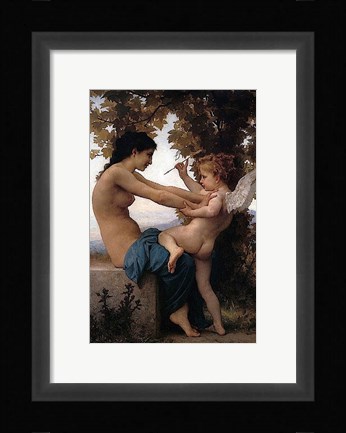 Framed Girl Defending Herself Against Love Print