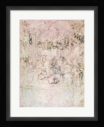 Framed Composition sketch for The Adoration of the Magi, 1481 Print