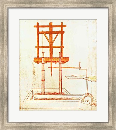 Framed Hydraulic Water Pump for a Fountain Print