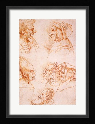Framed Seven Studies of Grotesque Faces Print