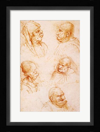 Framed Five Studies of Grotesque Faces Print