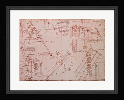 Framed Studies of Hydraulic Devices Print