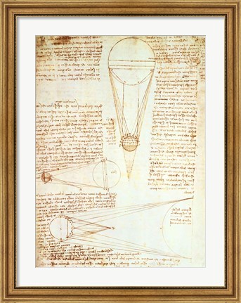 Framed Studies of the Illumination of the Moon 1r from Codex Leicester Print