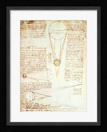 Framed Studies of the Illumination of the Moon 1r from Codex Leicester Print