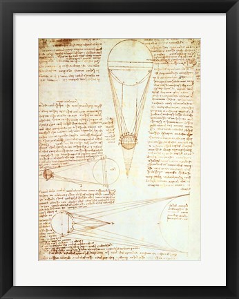 Framed Studies of the Illumination of the Moon 1r from Codex Leicester Print