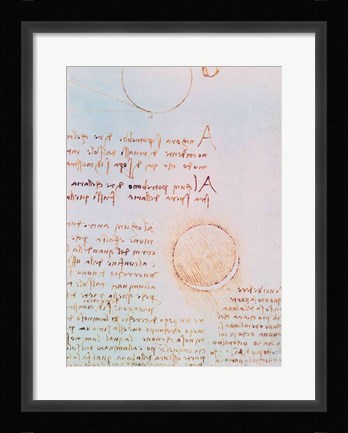 Framed Detail from Study of the Illumination of the Moon 2r from Codex Leicester Print