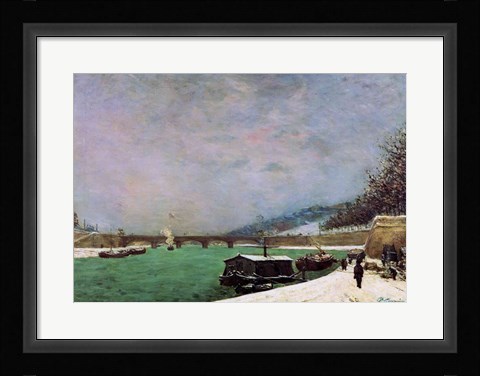 Framed Seine at the Pont d'Iena, Winter, 1875 Print