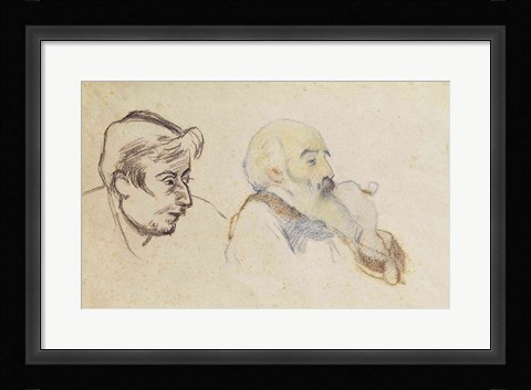 Framed Portrait of Pissarro by Gauguin and Portrait of Gauguin by Pissarro Print