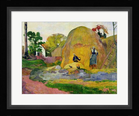 Framed Yellow Haystacks, 1889 Print