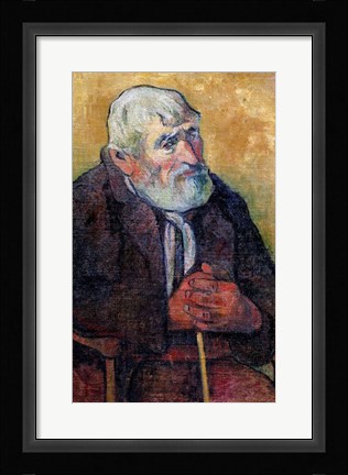 Framed Portrait of an Old Man with a Stick, 1889-90 Print