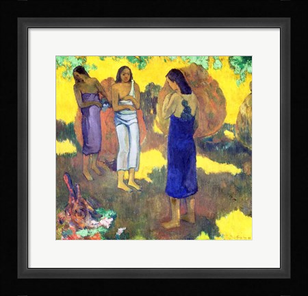 Framed Three Tahitian Women against a Yellow Background, 1899 Print