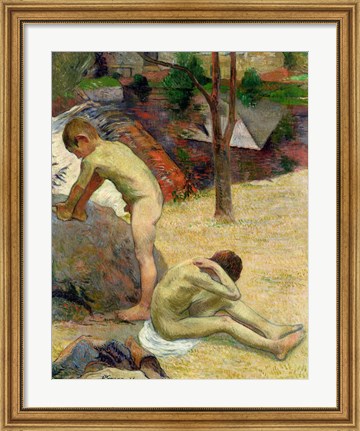 Framed Breton Boys Bathing, 1888 Print