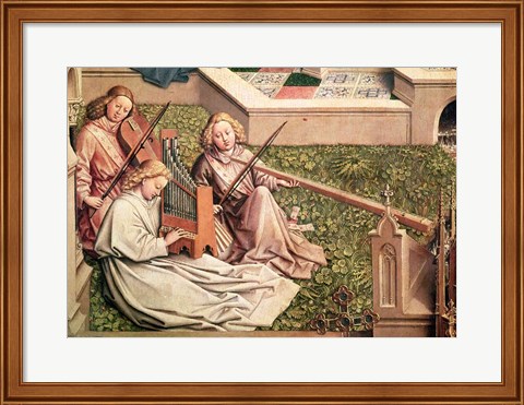 Framed Fountain of Grace, detail of three angel musicians Print