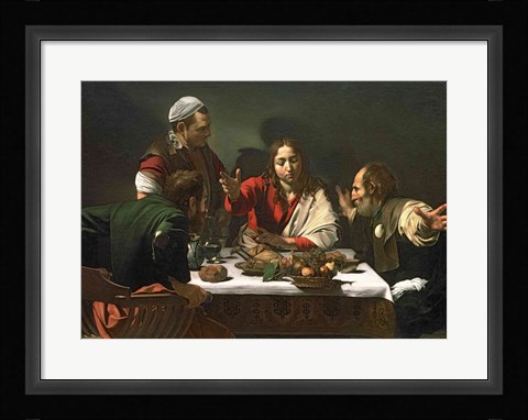 Framed Supper at Emmaus, 1601 Print