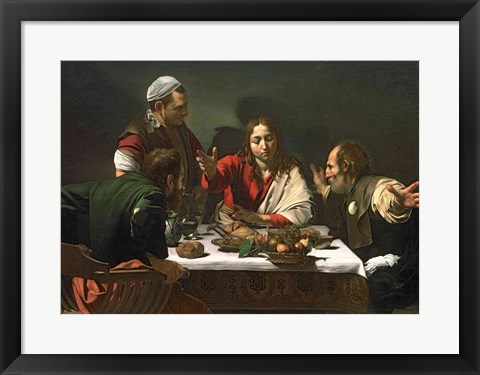 Framed Supper at Emmaus, 1601 Print
