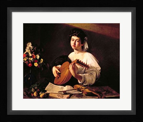 Framed Lute Player, c.1595 Print
