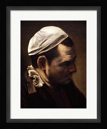 Framed Supper at Emmaus, Detail 1601 (man in hat) Print