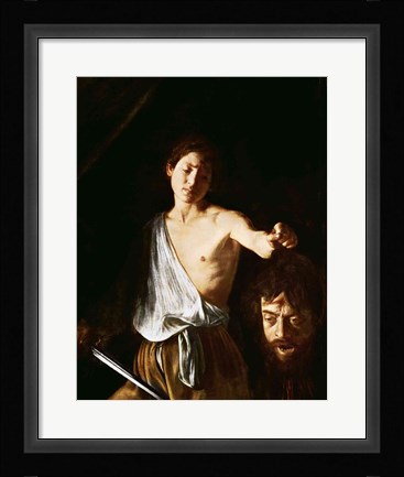Framed David with the Head of Goliath, 1606 Print