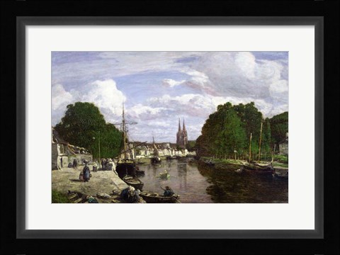 Framed Port at Quimper, 1857 Print