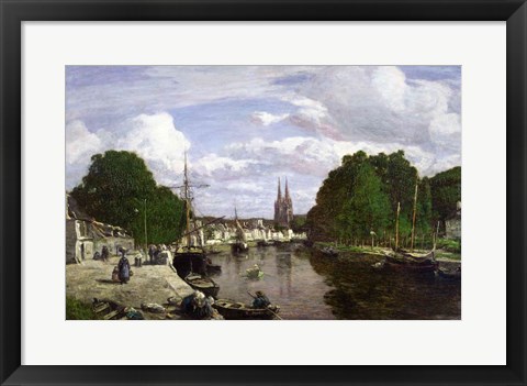 Framed Port at Quimper, 1857 Print