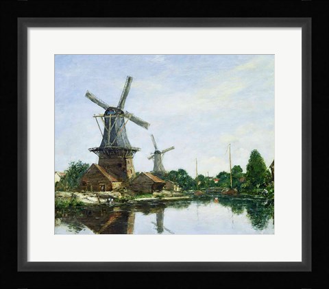 Framed Dutch Windmills, 1884 Print