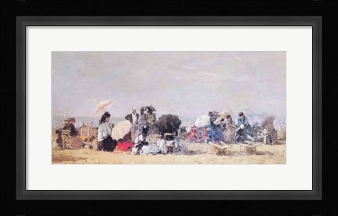 Framed Beach Scene, Trouville, 1873 Print
