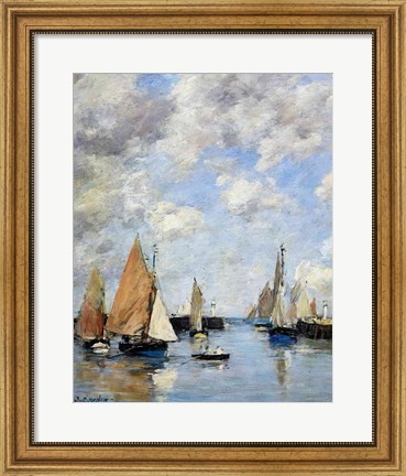 Framed Jetty at High Tide, Trouville Print