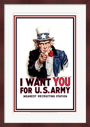 Framed Uncle Sam  - I Want You Print