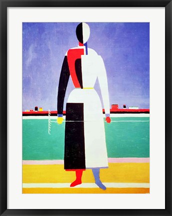 Framed Woman with a Rake Print