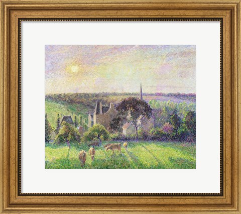 Framed Church and Farm of Eragny, 1895 Print