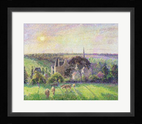 Framed Church and Farm of Eragny, 1895 Print