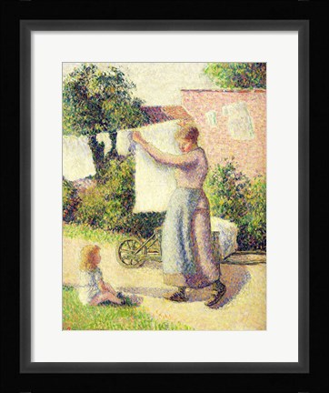 Framed Woman Hanging up the Washing, 1887 Print