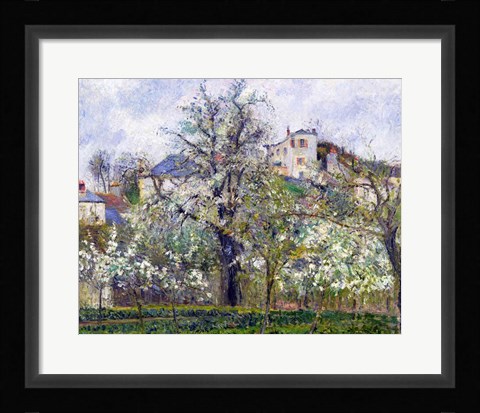 Framed Vegetable Garden with Trees in Blossom, Spring, Pontoise, 1877 Print