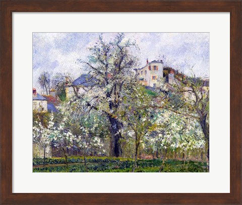 Framed Vegetable Garden with Trees in Blossom, Spring, Pontoise, 1877 Print