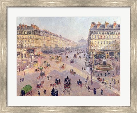 Framed Avenue de L&#39;Opera, Paris, Sunlight, Winter Morning, c.1880 Print